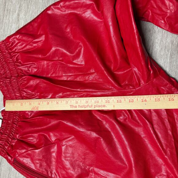 Paper Moon Seoul Women's Wide Leg Pants Vegan Leather NWT L Hot Red 26x28 - Picture 8 of 11